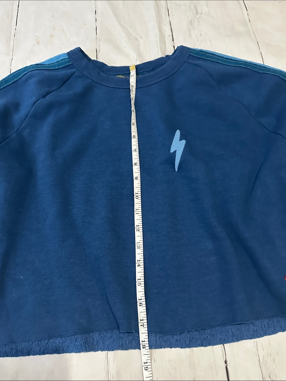 Aviator Nation bolt embroidery Cropped classic Sweatshirt with Blue Stripes - Picture 6 of 11